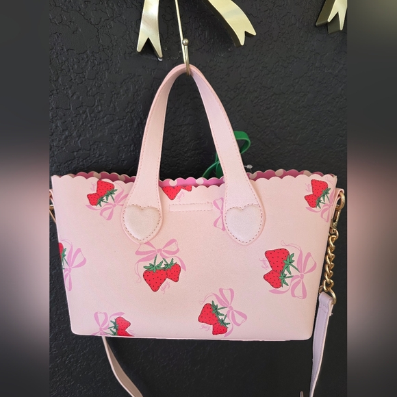 NWT Juicy Couture Sweet Strawberry Mini Tote - Powder Blush Multi - Picture 2 of 5